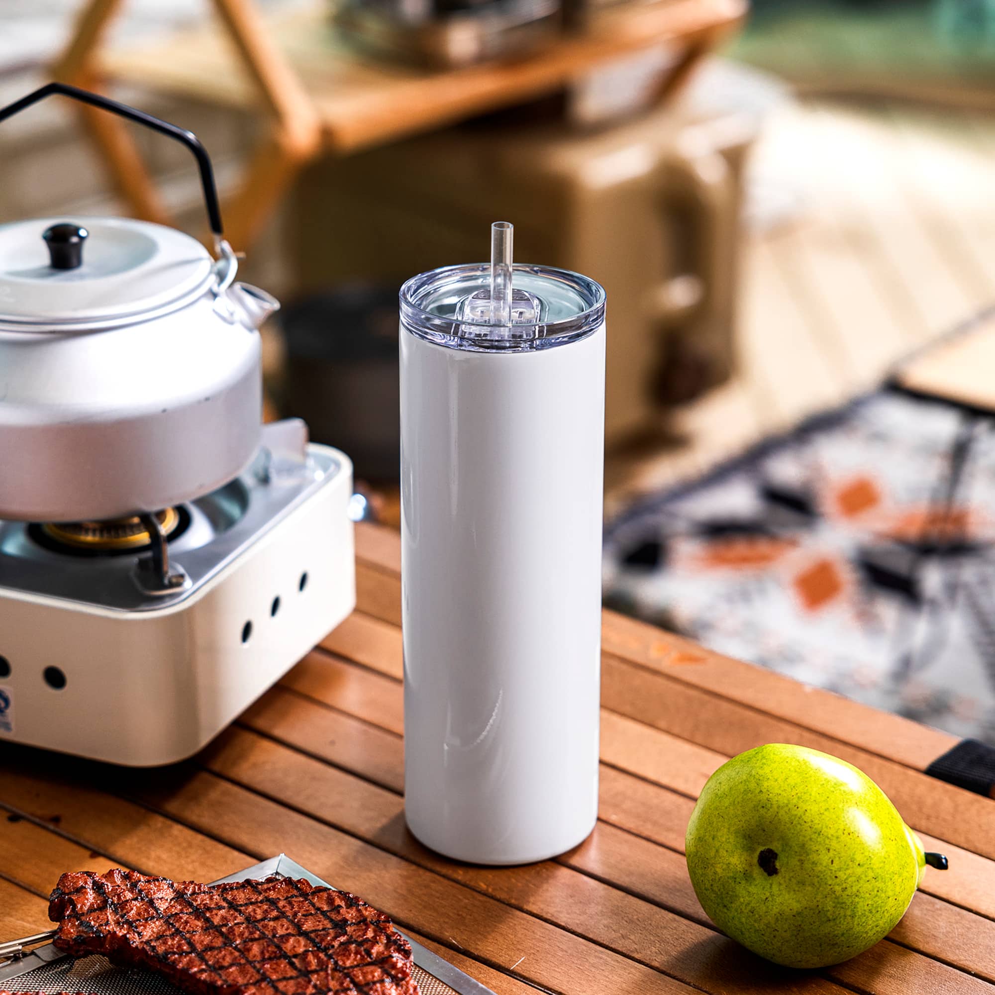 18.5oz. Skinny Sublimation Tumbler with Straw by Make Market®